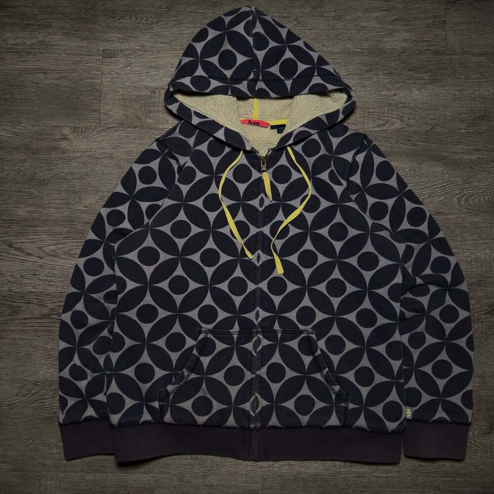 Y2k Style Boden Geometric Print Fleece-Lined Zip-Up Hoodie